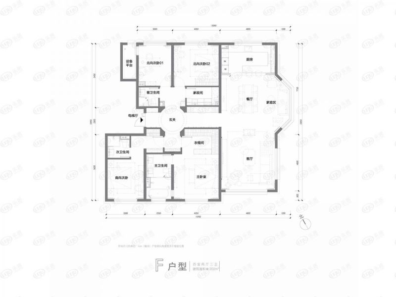 包頭裝修方案萬科中央公園四室兩廳三衛(wèi)202平方米